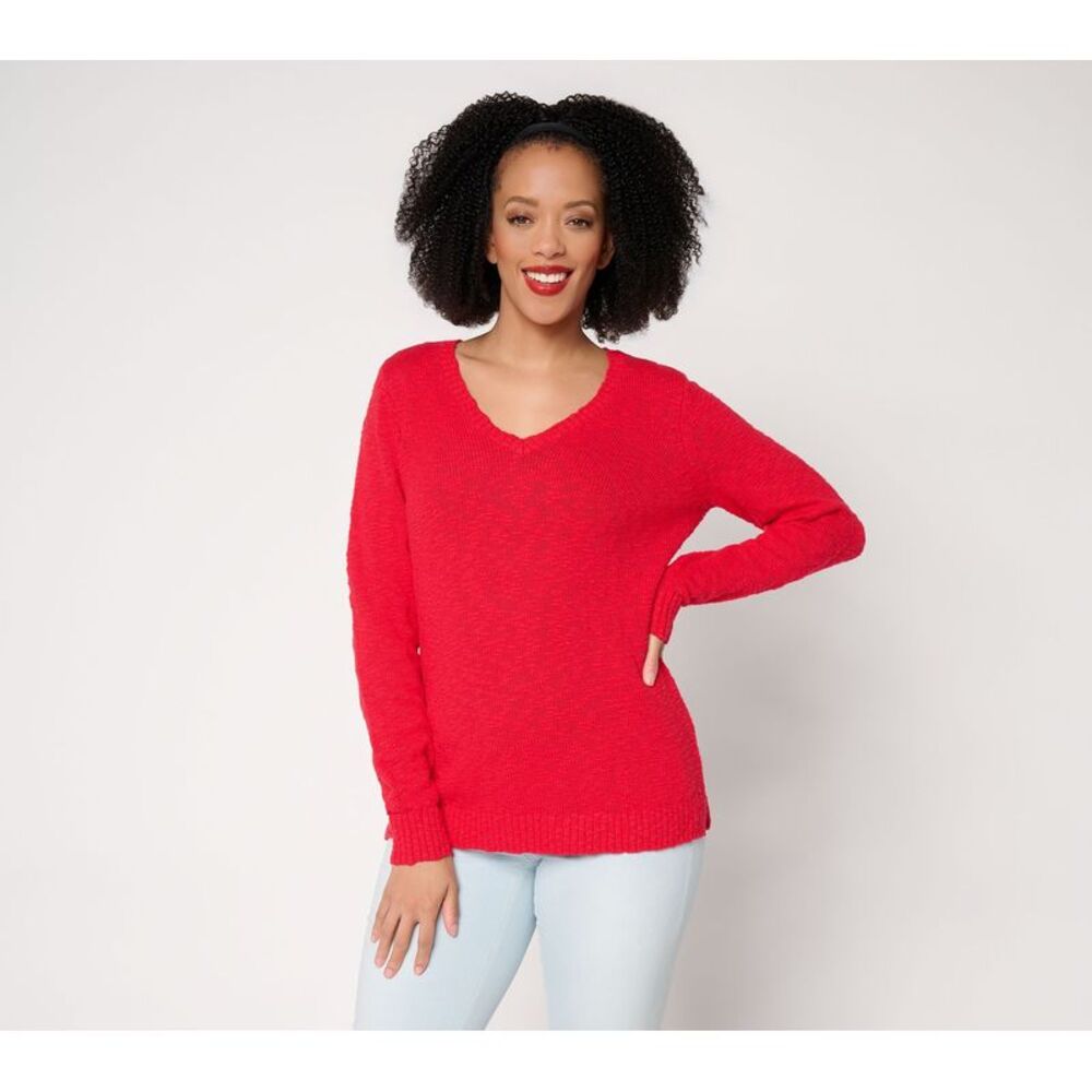 Belle by Kim Gravel Women's Top Plus Sz Sweater 1X Gotta Burgundy Red A687893